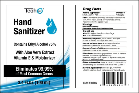 TECH361 HAND SANITIZER WITH ALOE VERA AND VITAMIN E 포장