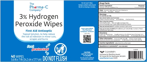 The Pharma-C Company 3 Hydrogen Peroxide Wipes packaging