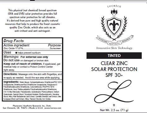 Tinted Clear Zinc Solar Protection SPF 30 packaging