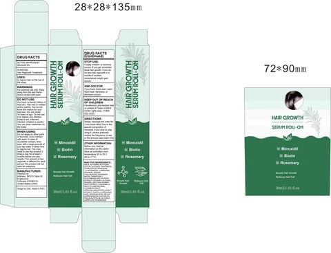 Hair Growth Serum Roll-ON packaging