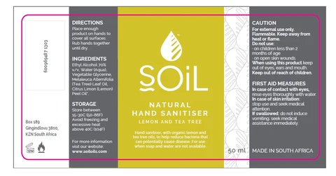 SOiL Lemon and Tea Tree Hand Sanitiser 50ml 포장