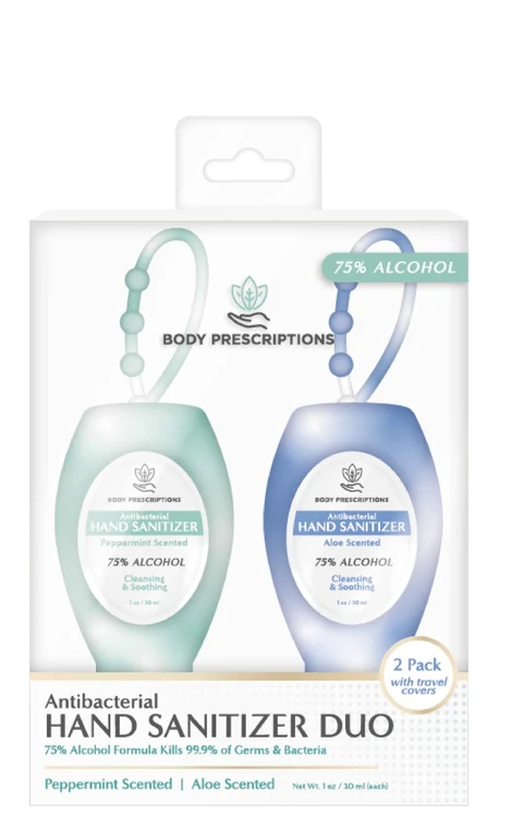BODY PRESCRIPTIONS ANTIBACTERIAL HAND SANITIZER DUO Peppermint Scented Aloe Scented 포장