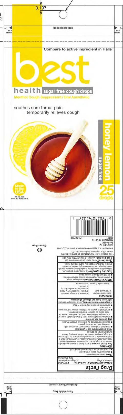 Sugar Free Honey Lemon Cough Drops 포장