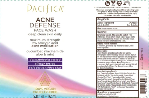 Acne Defense Face Wash packaging