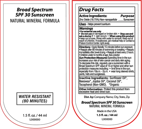 Broad Spectrum SPF 30 Sunscreen packaging