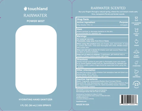 Touchland Power Mist Hand Sanitizer Rainwater 포장