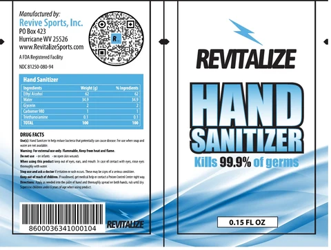 Revitalize Sports Hand Sanitizer packaging
