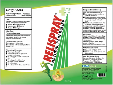 RELISPRAY NATURAL PAIN RELIEF 포장