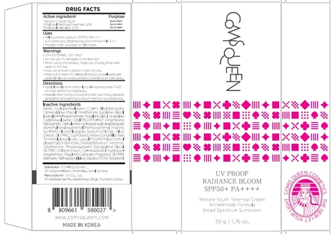 COMISQUEEN UV PROOF RADIANCE BLOOM packaging
