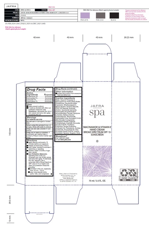 Spa Niacinamide And Vitamin E Hand Cream Broad Spectrum SPF 15 packaging