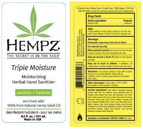 Hempz Triple Moisture Moisturizing Herbal Hand Sanitizer 포장