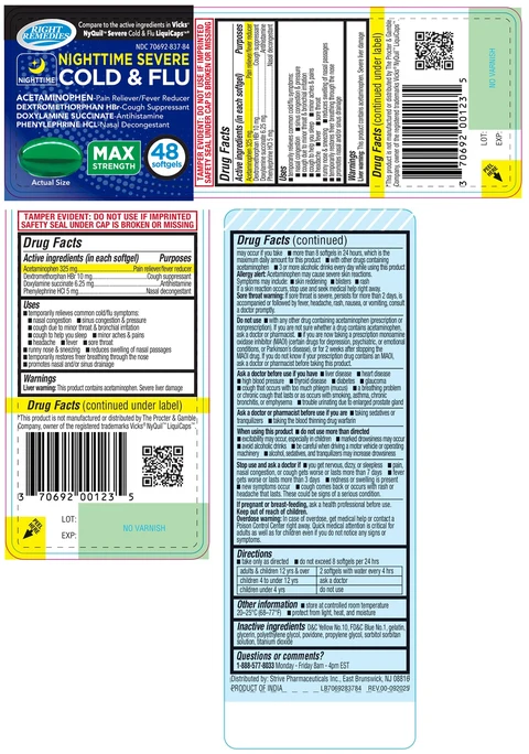 RIGHT REMEDIES NIGHTTIME SEVERE COLD AND FLU softgel 포장
