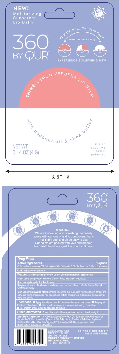 360 by QUR Lemon Verbena lip balm 포장