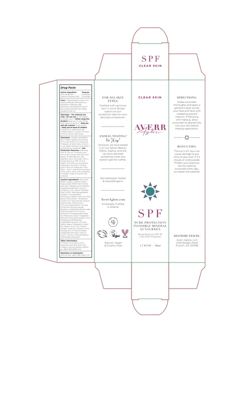 Averr Aglow Pure Protection Invisible Mineral Sunscreen Broad Spectrum SPF 30 포장