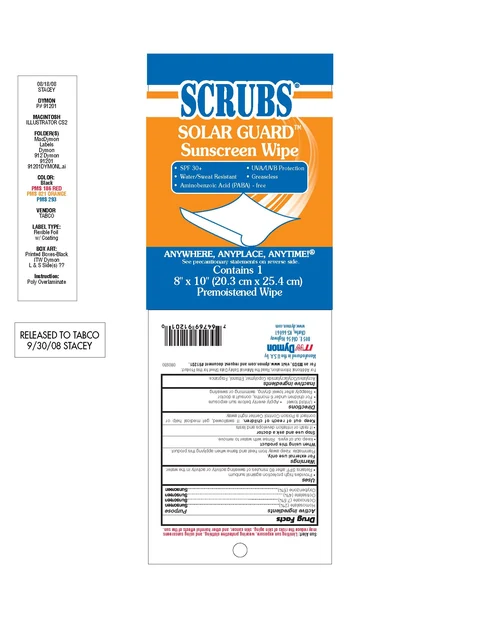 SCRUBS Solar Guard Sunscreen WipeSCRUBS Solar Guard 포장