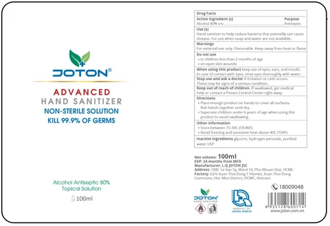 Joton Advanced Hand Sanitizer 포장