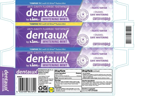 dentalux ANTI-CAVITY FLUORIDE WHITENING MINT packaging