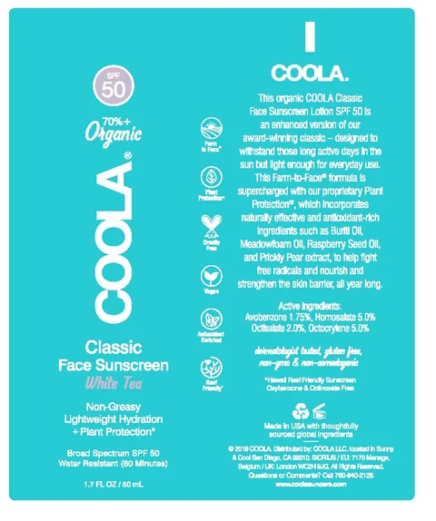 COOLA Classic Face Sunscreen White TeaSPF 50 packaging