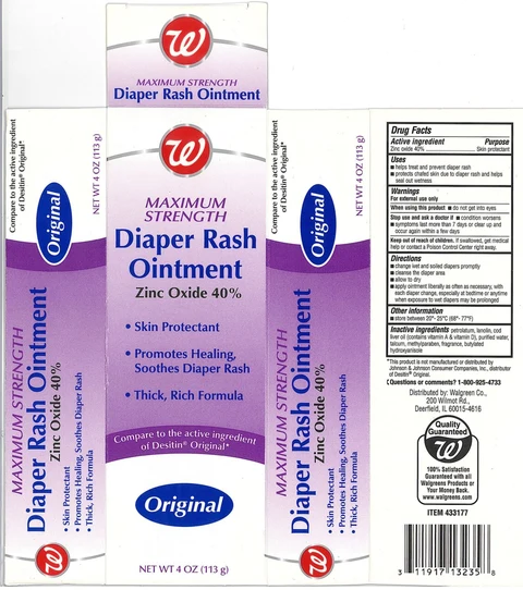 Walgreen Maximum Strength Diaper Rash packaging