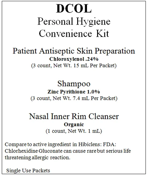 D-COL Personal Hygiene Convenience kit 포장