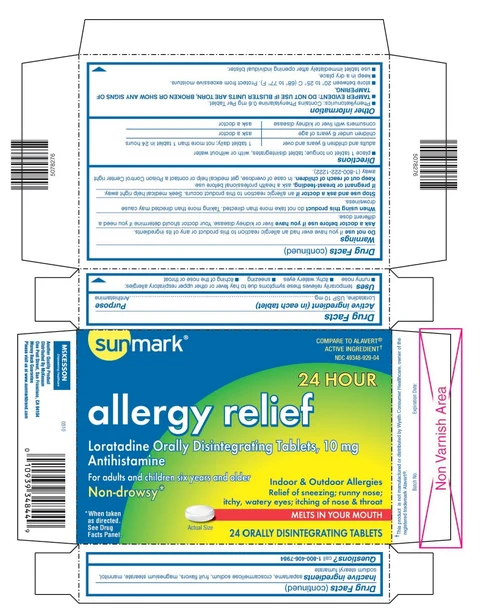 This is the 24 count blister carton label for Sunmark Loratadine ODT (Alavert).