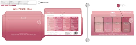 Smart Care Hand Sanitizer,4pk with Silicone Case,Rosewater/Raspberry Fizz/Strawberry Vanilla/Pink Peony 포장