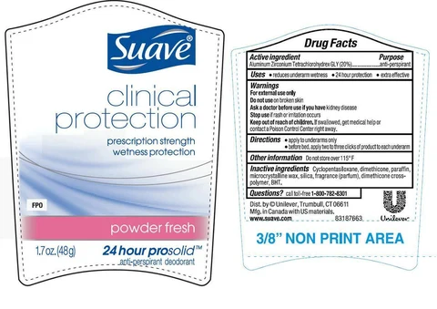 SuaveClinical Protection Powder Fresh Antiperspirant and Deodorant 포장