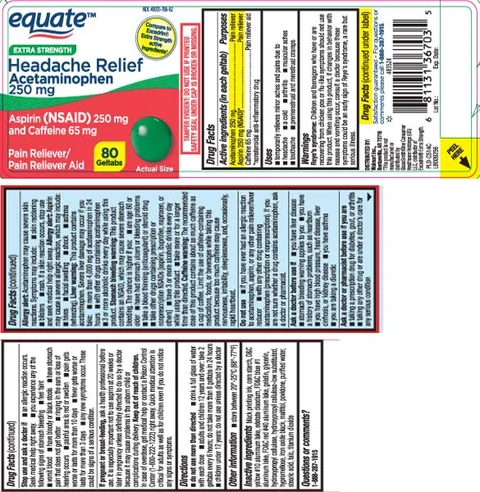 Acetaminophen 250 mg, Aspirin 250 mg (NSAID)*, Caffeine 65 mg, *nonsteroidal anti-inflammatory drug