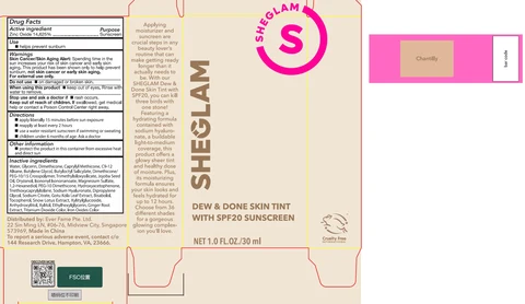 Sheglam Dew and Done Skin Tint with SPF 20 Chantilly 포장