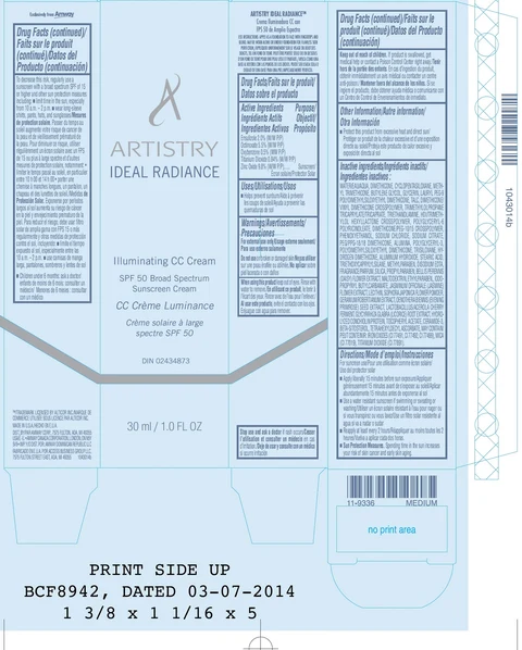 Artistry Ideal Radiance Illuminating CC SPF 50 Broad Spectrum Sunscreen Medium 포장