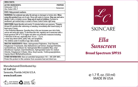 LC Skincare - Ella Sunscreen Broad Spectrum SPF 55 packaging