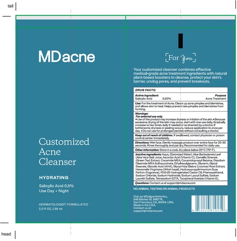 MDacne Customized Acne Cleanser Hydrating Salicylic Acid 포장
