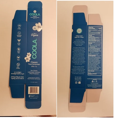 COOLA CLASSIC FACE SUNSCREEN White Tea Broad SpectrumSPF 50 packaging