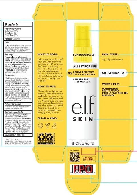 e.l.f. All Set For Sun SPF 45 Sunscreen packaging