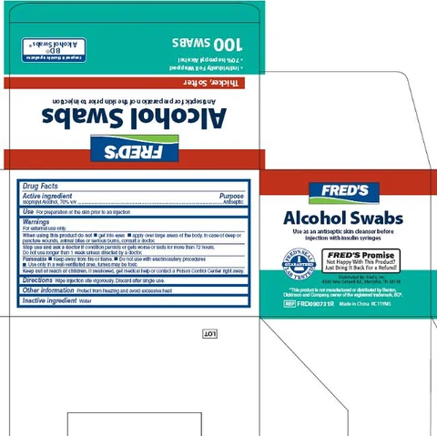 Fred's Alcohol Swabs box - Top, Side, Bottom, Back