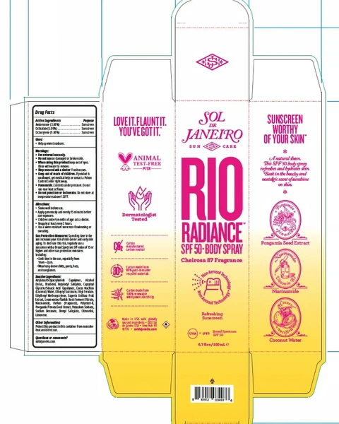 Rio Radiance SPF 50 BodySpray packaging