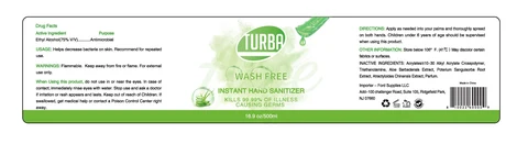 TURBA WASH FREE INSTANT HAND SANITIZER 포장