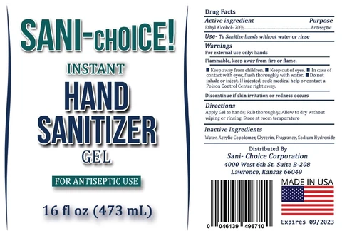 SANI-CHOICE INSTANT HAND SANITIZER 포장