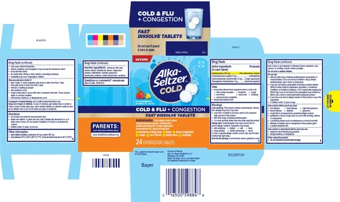 ALKA SELTZER COLD Cold Flu and Congestion Severe Fast Dissolve 포장