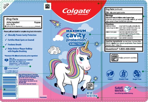 Colgate Maximum Cavity ProtectionBubble Fruit Flavor 포장