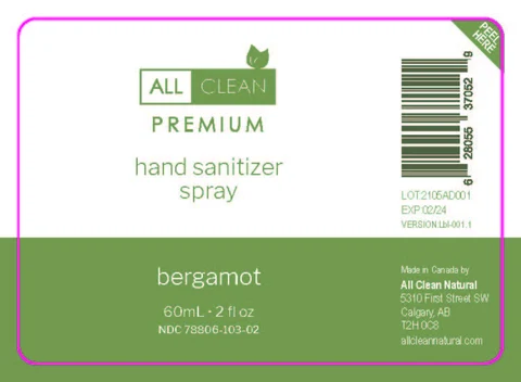 All Clean Premium Hand Sanitizer Bergamot 포장