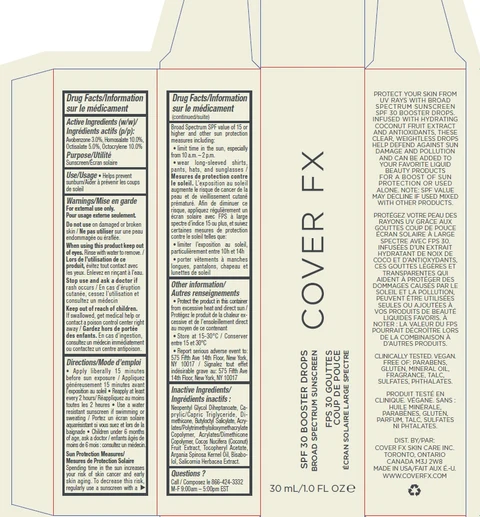COVER FX SPF 30 BOOSTER DROPS BROAD SPECTRUM SUNSCREEN packaging