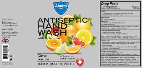 Abutol ANTISEPTIC HAND WASH Citrus Garden packaging