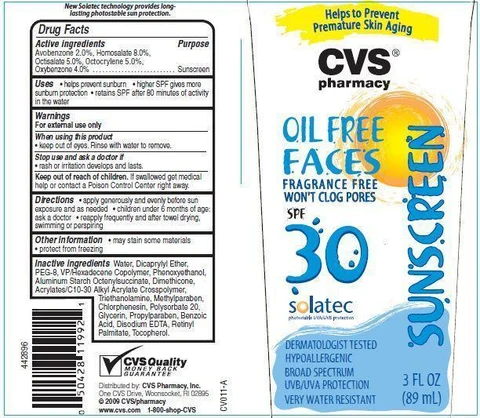 CVS Pharmacy Oil Free Faces SPF 30 포장