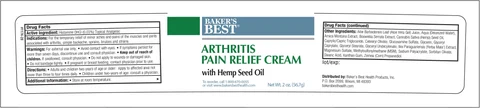 Bakers Best Arthritis Pain Relief with Hemp Seed 포장
