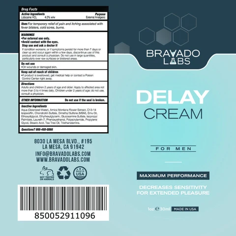 Bravado Labs Delay Cream packaging