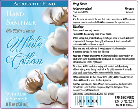WHITE COTTON HAND SANITIZER packaging
