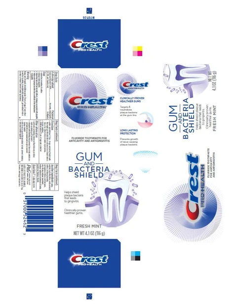 Crest Pro-HealthGum and Bacteria Shield 포장