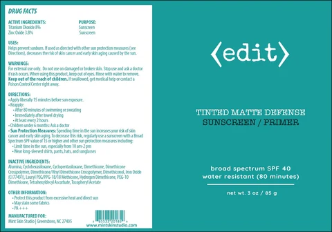 Tinted Matte Defense Sunscreen Primer packaging