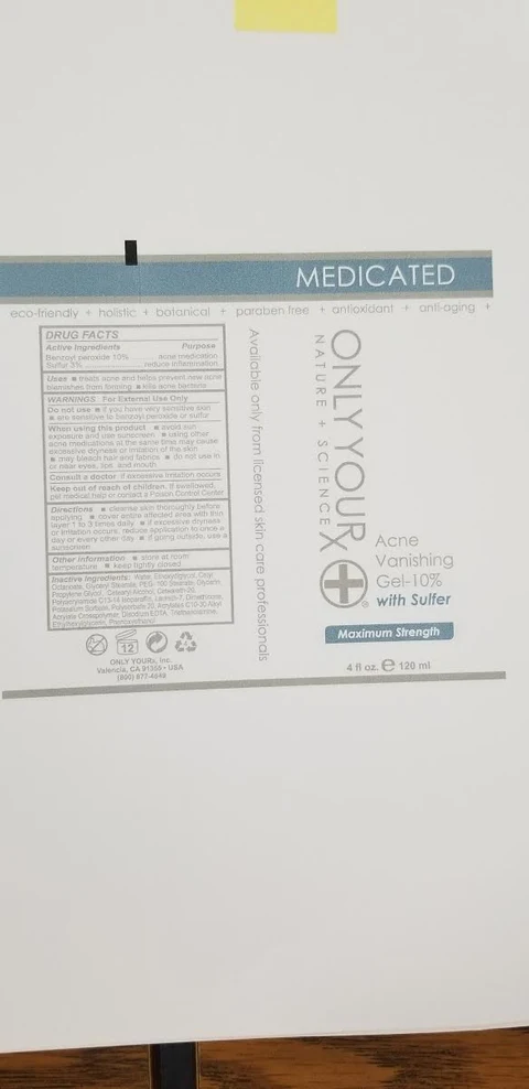 Acne Vanishing Gel- 10% with Sulfur 포장